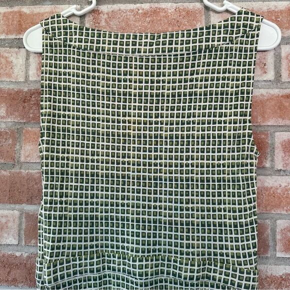 Tory Burch Paris Silk Sheath Dress V Neck Women’s Medium Green Geometric Print - Picture 12 of 13
